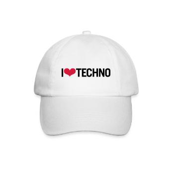 I LOVE TECHNO - Baseballkappe - Weiß/Weiß - Vorne
