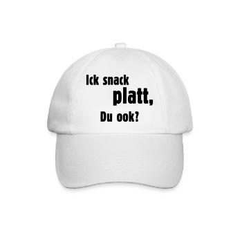 Ick Snack Platt, Du Ook? (Plattdeutsch / Platt) - Baseballkappe - Weiß/Weiß - Vorne
