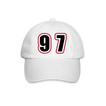 97 Zahl College - Baseballkappe - Weiß/Weiß - Vorne