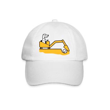 Hund Knochen Vergraben Bagger Buddeln Cool Baggern - Baseballkappe - Weiß/Weiß - Vorne