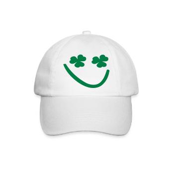 Shamrock Smiley-Gesicht - Baseballkappe - Weiß/Weiß - Vorne