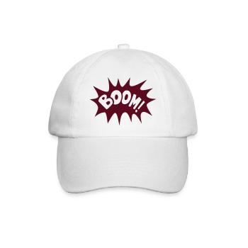 boom geek gamer fun quote gaming comics - Baseballkappe - Weiß/Weiß - Vorne