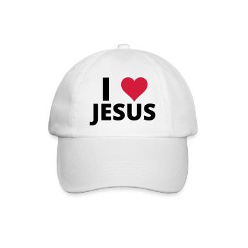 I LOVE JESUS ♥ - Baseballkappe - Weiß/Weiß - Vorne