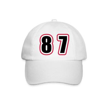 87 Zahl College - Baseballkappe - Weiß/Weiß - Vorne