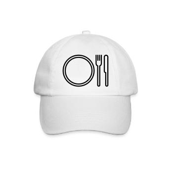 Teller, Gabel und Messer - Baseballkappe - Weiß/Weiß - Vorne