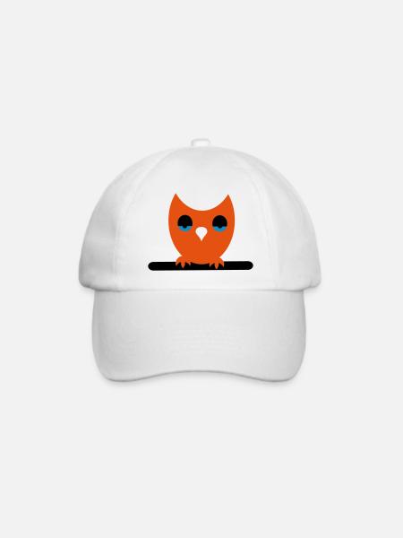 Eule - Baseballkappe - Weiß/Weiß