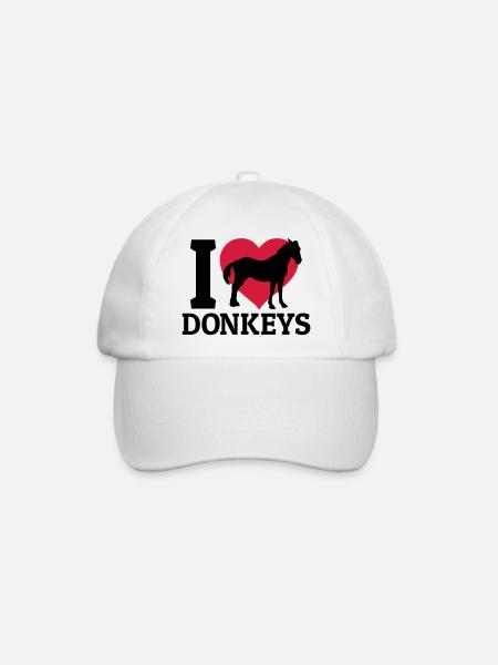I love donkeys - Baseballkappe - Weiß/Weiß