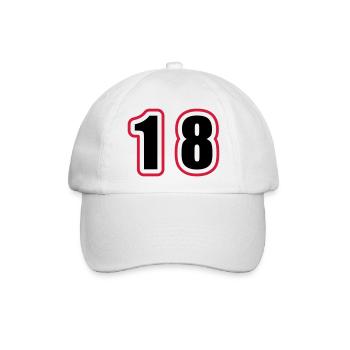 18 Zahl College - Baseballkappe - Weiß/Weiß - Vorne
