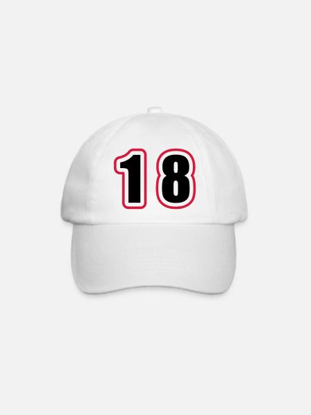 18 Zahl College - Baseballkappe - Weiß/Weiß