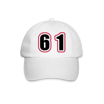 61 Zahl College - Baseballkappe - Weiß/Weiß - Vorne