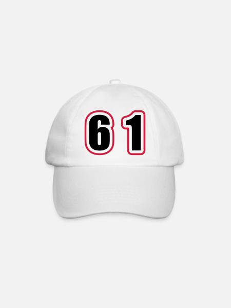 61 Zahl College - Baseballkappe - Weiß/Weiß