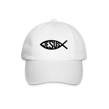 Jesus Fisch Symbol - Baseballkappe - Weiß/Weiß - Vorne