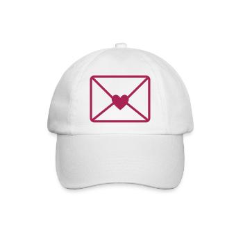 Liebesbrief Brief mit Herz Brief Rückseite Symbol - Baseballkappe - Weiß/Weiß - Vorne
