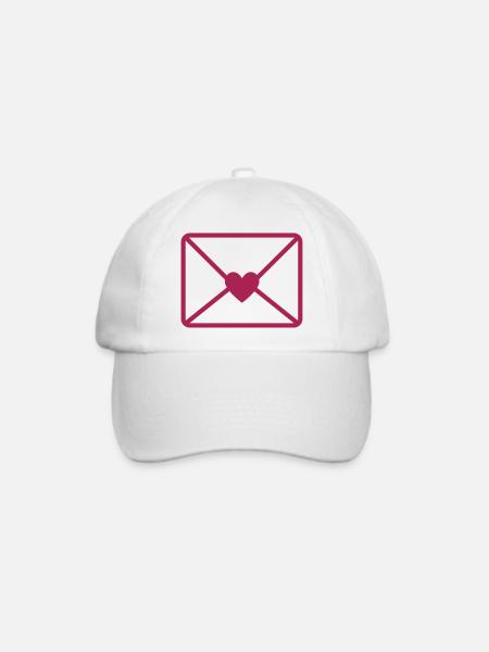 Liebesbrief Brief mit Herz Brief Rückseite Symbol - Baseballkappe - Weiß/Weiß