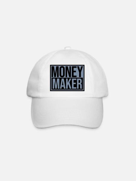 Schild Money Maker Reich - Baseballkappe - Weiß/Weiß