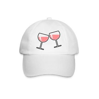 2 Roséweingläser (Roséwein / Wein / Rund Zu / 2C) - Baseballkappe - Weiß/Weiß - Vorne