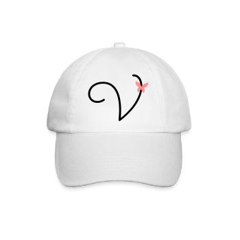 Buchstabe V Schmetterlingsbuchstabe - Baseballkappe - Weiß/Weiß - Vorne