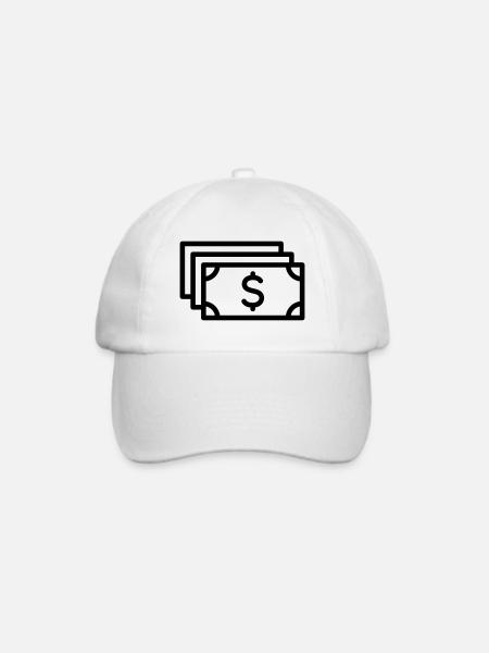 Dollar, Geld Symbol, Bargeld, Dollarschein - Baseballkappe - Weiß/Weiß