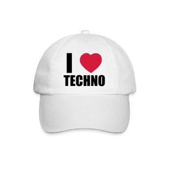 I LOVE TECHNO 2 - Baseballkappe - Weiß/Weiß - Vorne