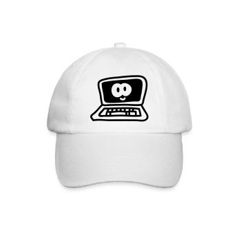 laptop - line - Baseballkappe - Weiß/Weiß - Vorne