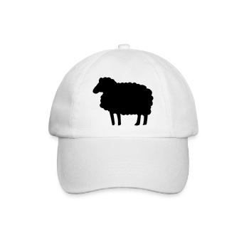 Farbe anpassbar Lustiges Schaf Silhouette Geschenk - Baseballkappe - Weiß/Weiß - Vorne