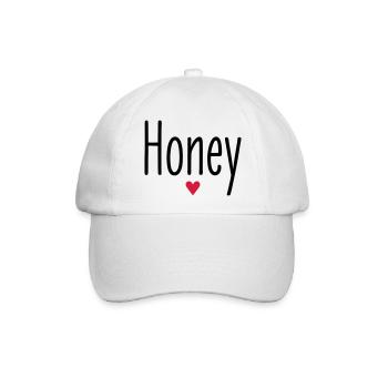 Valentinstag, Spitzname, Honey, Herz, Liebe, Paare - Baseballkappe - Weiß/Weiß - Vorne