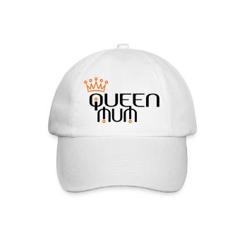 QUEEN MUM mit Krone - Baseballkappe - Weiß/Weiß - Vorne