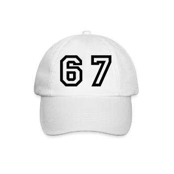Number - 67 - Sixty Seven - Baseballkappe - Weiß/Weiß - Vorne
