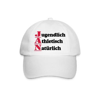Jan , Vorname,Namensschild,Name,Fun Shirt (25) - Baseballkappe - Weiß/Weiß - Vorne
