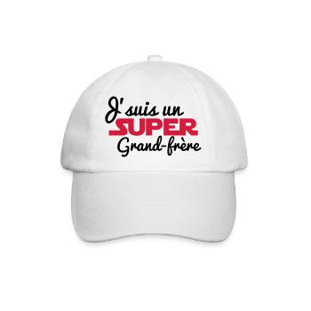 Ich bin ein super großer Bruder - Großer Bruder - Baseballkappe - Weiß/Weiß - Vorne