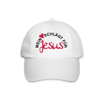 MEIN HERZ SCHLÄGT FÜR JESUS - Baseballkappe - Weiß/Weiß - Vorne