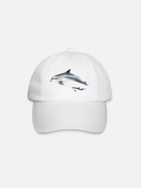 Delfine in blauem Duo-Aquarell - Baseballkappe - Weiß/Weiß