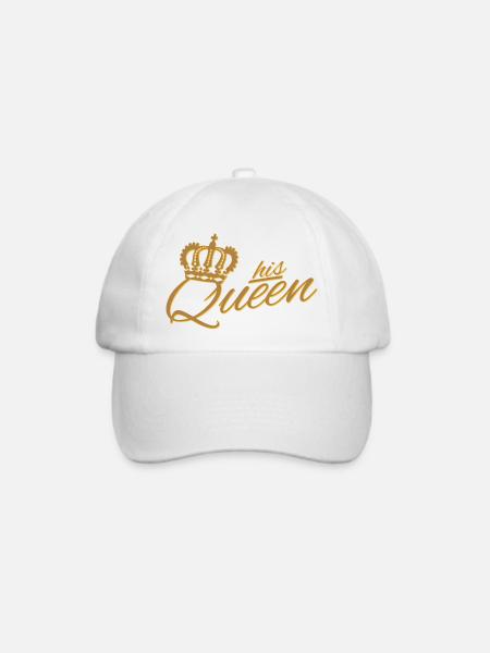 HIS QUEEN ♚ Schriftzug & Schatten (alle Farben) - Baseballkappe - Weiß/Weiß