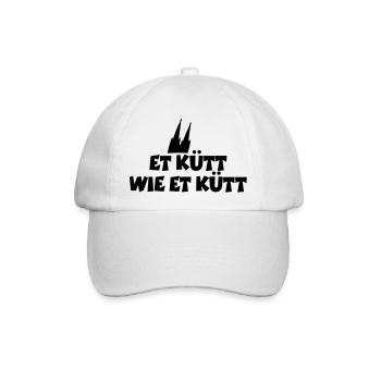 Köln Spruch Et kütt wie et kütt mit Kölner Dom - Baseballkappe - Weiß/Weiß - Vorne