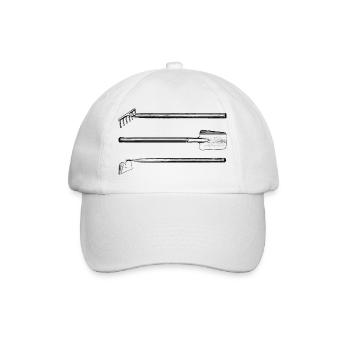 gartenwerkzeug-schaufel-harke-hacke-2.png - Baseballkappe - Weiß/Weiß - Vorne