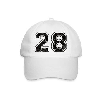 Zahl 28 im Used Look - Baseballkappe - Weiß/Weiß - Vorne