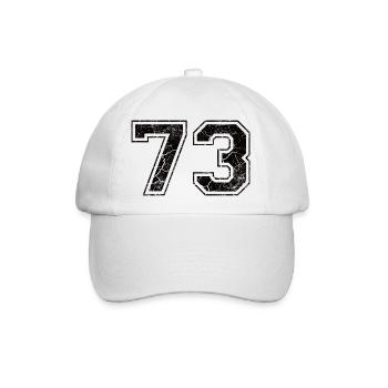 Zahl 73 im Vintage-Shabby-Chic - Baseballkappe - Weiß/Weiß - Vorne