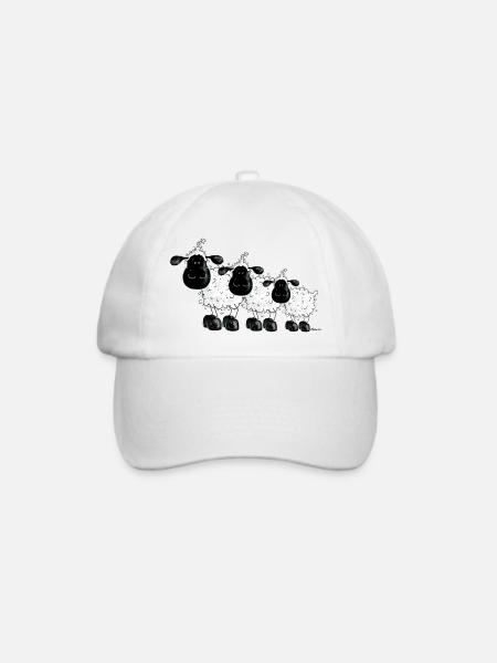 Drei Schäfchen - Schaf - Schafe- Sheep - Baseballkappe - Weiß/Weiß