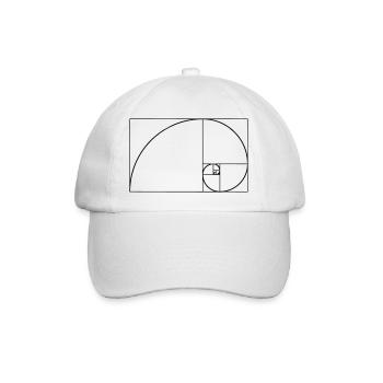 Fibonacci, Phi, Goldene Schnitt, Spirale, Rechteck - Baseballkappe - Weiß/Weiß - Vorne