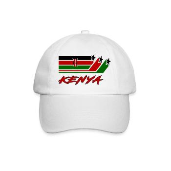 Kenia Flagge / Kenya Geschenk Nationalflagge - Baseballkappe - Weiß/Weiß - Vorne