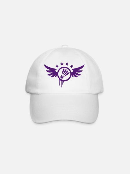 Badminton Emblem (Flügel) 01 - Baseballkappe - Weiß/Weiß