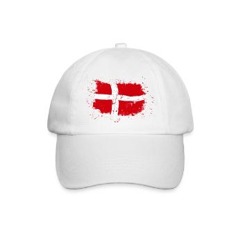 Denmark Flag - Vintage Look - Baseballkappe - Weiß/Weiß - Vorne