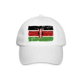 Kenya Vintage Flag - Baseballkappe - Weiß/Weiß - Vorne