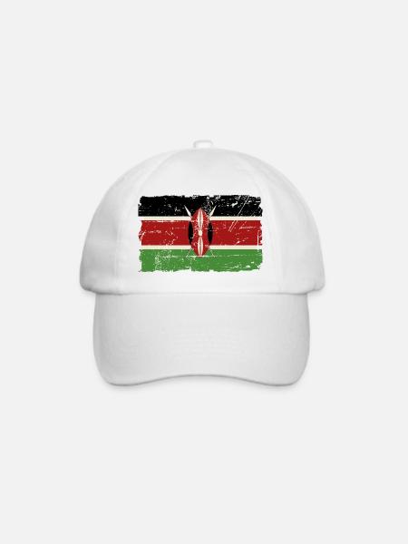 Kenya Vintage Flag - Baseballkappe - Weiß/Weiß