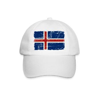 Iceland Vintage Flag - Baseballkappe - Weiß/Weiß - Vorne