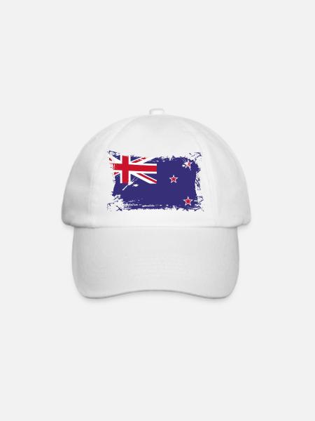 New Zealand Flag, Flagge Neuseeland - Baseballkappe - Weiß/Weiß