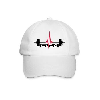 gym text logo gewicht heben puls frequenz herzschl - Baseballkappe - Weiß/Weiß - Vorne