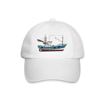 Seitenansicht eines Fischkutters - Baseballkappe - Weiß/Weiß - Vorne