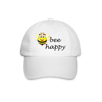 bee happy - Baseballkappe - Weiß/Weiß - Vorne