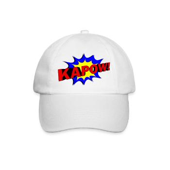 Slogan KAPOW! - Baseballkappe - Weiß/Weiß - Vorne